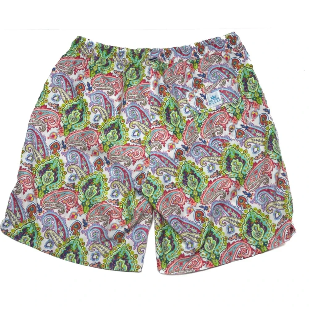 Peter‎ Millar Paisley Print Lined Swim Trunks Drawstrings Multicolor Men's L